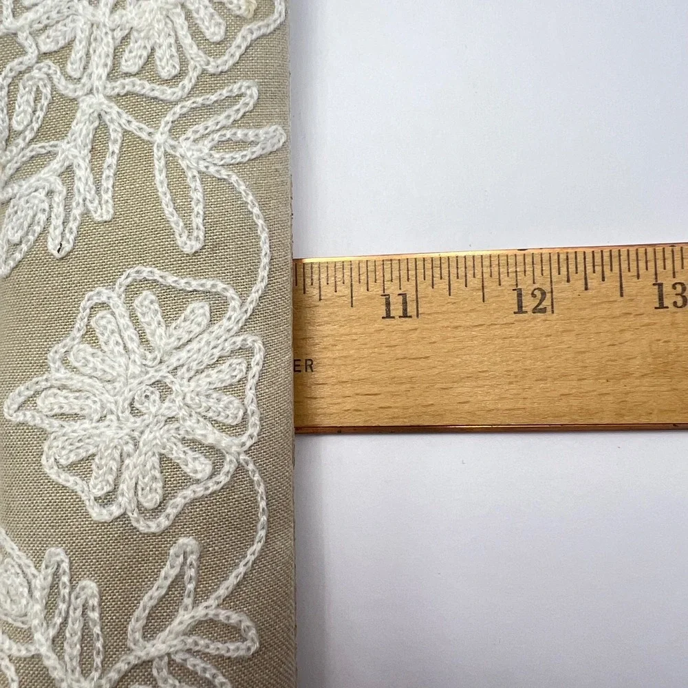 Linen Embroidered Photo Frame 4x6‎ Beige White Floral Cottage Boho Shabby Chic